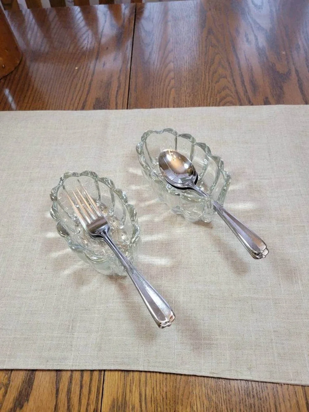 Vintage Princess House Crystal Spoon Fork Holders Ribbed 438 Buffet Utensil Rest